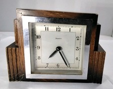 Vintage J Francis Mantle Clock Wind-up Wood Wooden Art Deco Style Parts See Desc