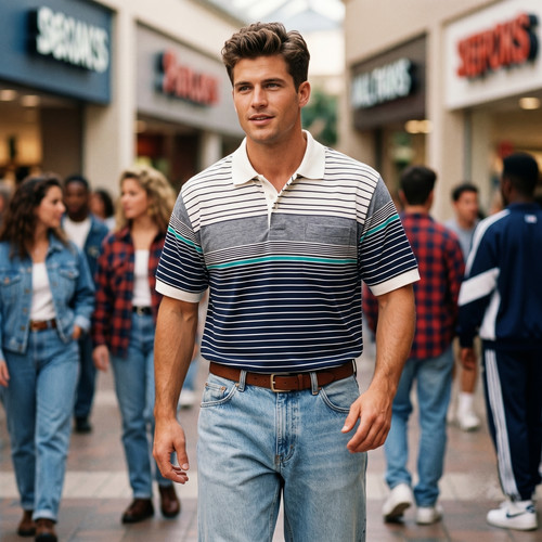 Vtg barnaby striped polo shirt - striped,