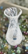 Caithness White Swirl Vintage Bud Vase 14.5cm -Scottish Art Glass Bud Vase