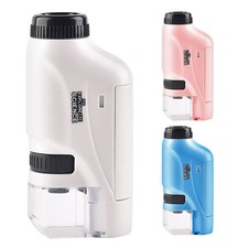 Mini Pocket Microscope Kit 60X-120X Handheld Microscope with LED Light for Kids
