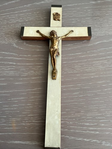Antique crucifix wooden stand - crucifix,