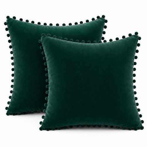 Modern velvet pom cushion - velvet,