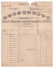 1903 London BILL HEAD - Youngs Paraffin Light & Mineral Oil - Candle Maker - B89