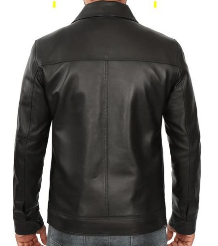 Black vintage leather jacket - vintage,