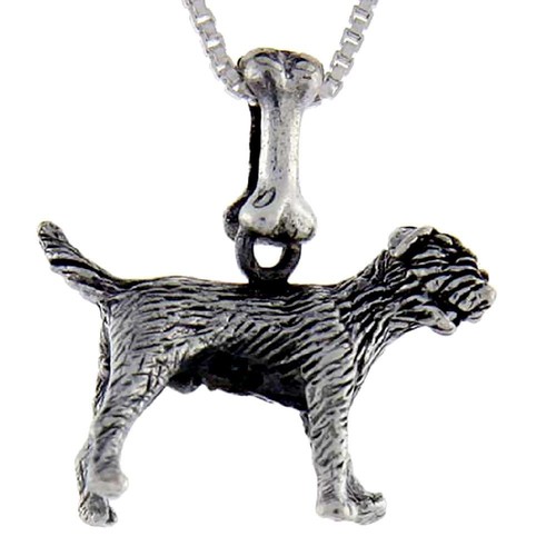Sterling silver border terrier - sterling,
