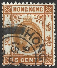 Hong Kong KGV 1912-21 SG#103 6c Yellow Orange, Wmk Mult Crown CA, Used #F12291