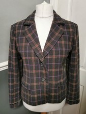 JOULES Multi Check Tweed  Wool Jacket Blazer Size 14