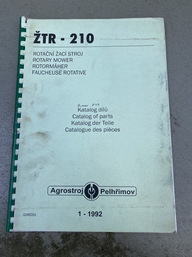Zetor 210 mower parts book - 210,
