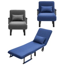 Couch Faux Leather Fabric  3 IN 1 Convertible Sofas Recliner Single Sleeper Bed 