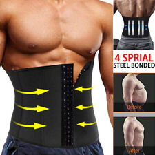 UK Men Waist Trainer Latex Belt Zipper Body Shaper Zip Corset Girdle Slim Belt