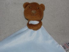 Tesco teddy comforter soft toy F&F blue blankie brown bear