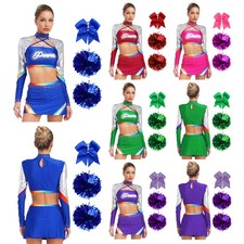 Women Cheerleading Outfits Halloween Cosplay Costume 4 Piece Cheer Dance Uniform