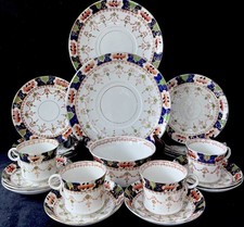 Royal Stafford “MONA BLUE IMARI” Antique Bone China Tea Set - 22 Piece -