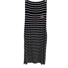 Union Jack Y2K Black White Striped Strapless Smocked Tube Top Stretch Maxi Dress