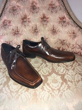 M&S Mens Autograph Smart Brown Square Tip Shoes Size UK 9 EU 43 - New