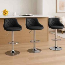 3 Pcs Adjustable PU Leather Swivel Gas Lift  Bar Stools Kitchen,Breakfast, Pub