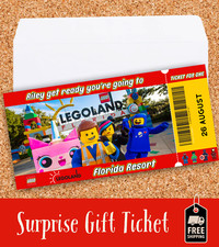 Personalised Surprise Legoland Florida Ticket Birthday Present Gift Voucher