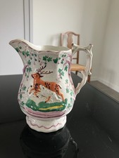 Victorian Sunderland Pottery Pink  Antique 'Epsom Cup' Stag Hunting Jug