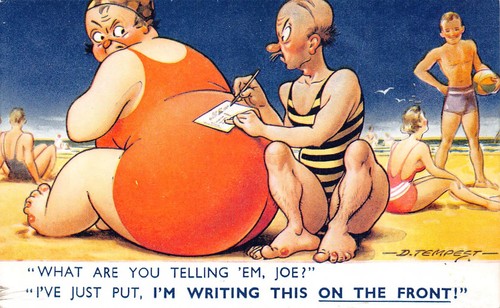 Postcard comic seaside fat - postcard,