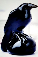 Black obsidian carved raven - carved,