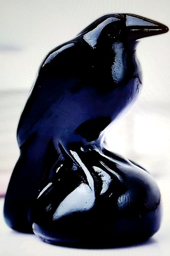 Black obsidian carved raven - carved,