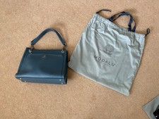 modalu cornflower blue handbag, silver hardware, with chain and leather straps