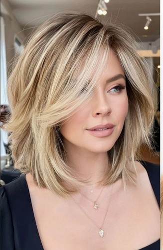 Blonde highlight short bob - blonde,