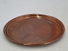 Solid Copper Serving Tray Round Drinks Tray Arts and Crafts Style Vintage 11.5 "