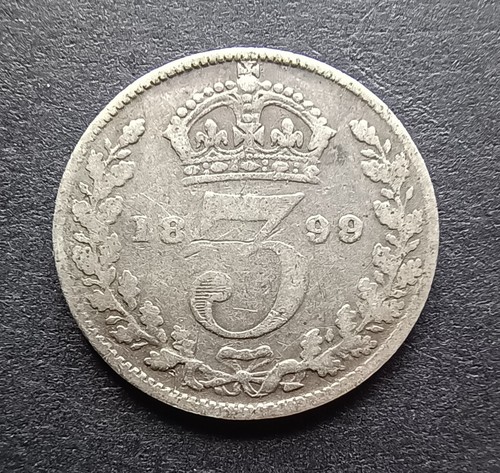 1899 silver threepence queen - -,
