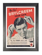 Brylcreem Comb Hair Barber Old Advert Vintage Retro Poster Hairdresser Man Photo