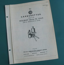 Wolseley (Series III) 10-H.P. SU Carbutetters Spare Parts Sheet - AUC9522