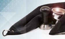 *** Barista Cloth (Black) with Eyelet & Snap Hook for Cleaning Portafilters ***