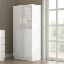 Stora 80cm Modern Bedroom 2 Door Wardrobe with Shelves White Gloss GRADED2