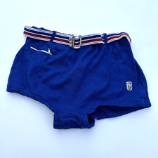 1950s Vintage Swimming trunks Swim shorts blue belted Mens Large W38