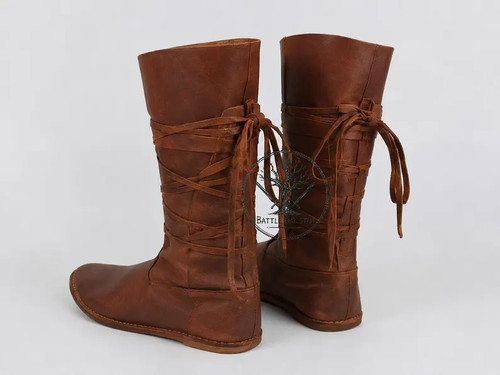 Men medieval leather boots - men's,