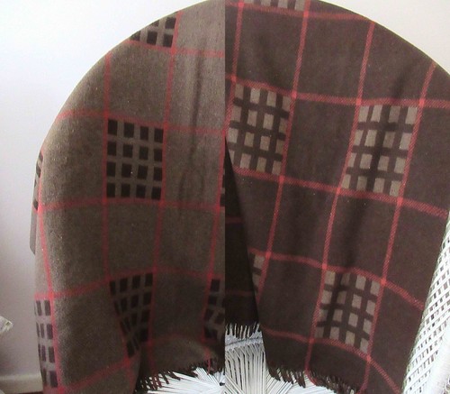 Vintage brown wool plaid - wool,