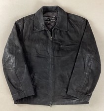Vintage Leather Highwayman Jacket Bomber Jacket Black Made in Italy Size 48