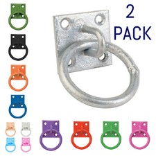 Perry Equestrian 2 Pack Tie Ring on 50mm Plate Stable Tie Up Ring Horse Pony