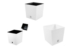 Square Plant Pot Rattan Low