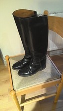 Regent Long Riding Boots Black Size 4 Wide English Leather Pull On
