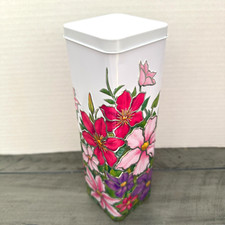 Churchills Confectionery Clematis Flower Tall EMPTY Biscuit Tin