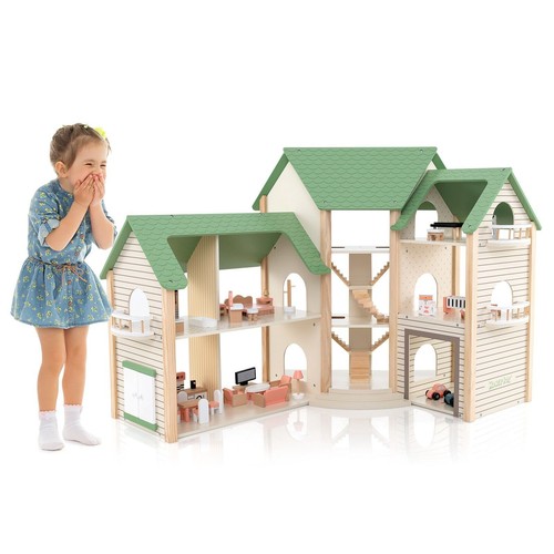 Wooden doll house - wooden, kids