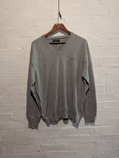 Gant Mens Jumper Grey xl 100% Cotton Premium Knitted Sweater V Neck