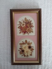 Vintage Joanna Sheen Pressed Flowers on Silk Framed Picture