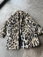 Leopard Print Faux Fur Coat M