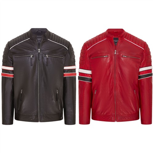 Mens quilted biker - quilted, leather