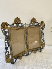 Vintage Ornate Brass Style Double Portrait Easel Photo Frame Baroque Rococo