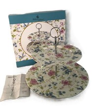 William James  2 Tier Cake Stand Fine Porcelain. Floral Design.