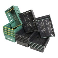 Used 5 x Heavy Duty Bale Arm Stacking Storage Nestable Boxes Crates Size Choice