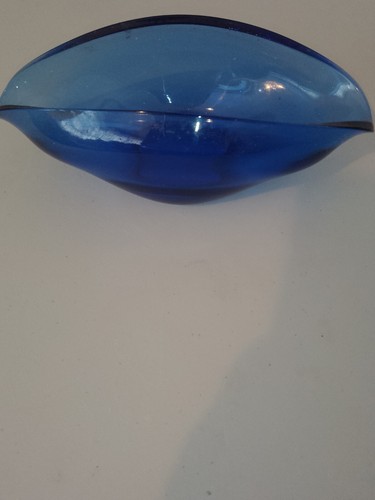 Vintage blue glass dish very - blue,